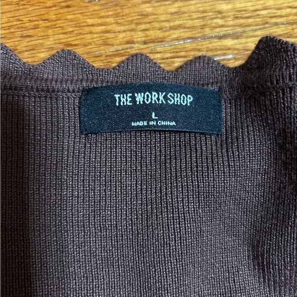 The Workshop, Large Chocolate Brown Scalloped Long Sleeved Knit (Runs Small) - Picture 5 of 11
